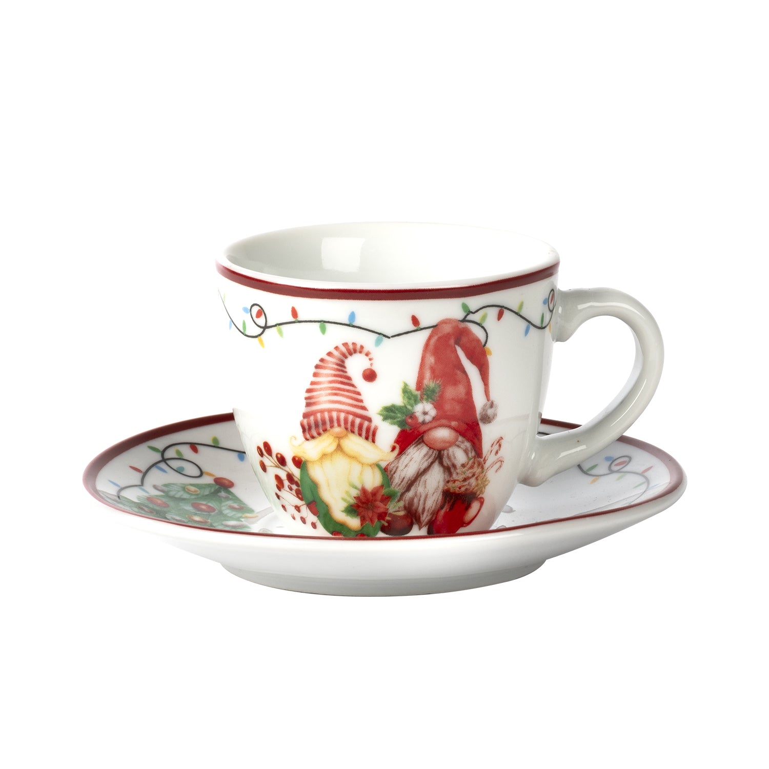VESTIAMO CASA GRAN NATALE - Servizio da caffè 12 Pezzi in Porcellana Gnome Delight